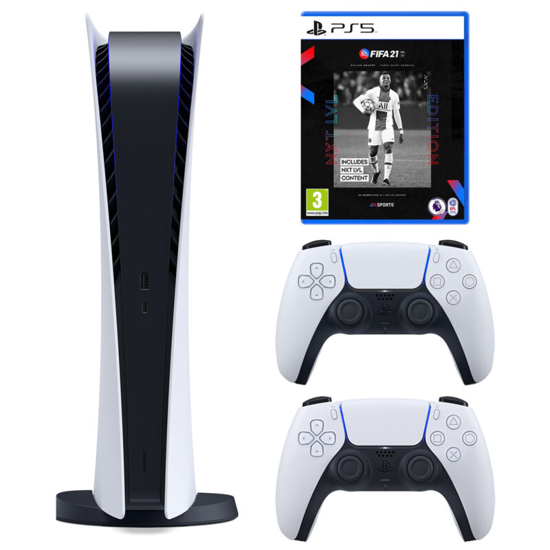 مجموعه کنسول بازی سونی مدل PlayStation 5 Digital ظرفیت 825 گیگابایت به همراه بازی فیفاPS5 21